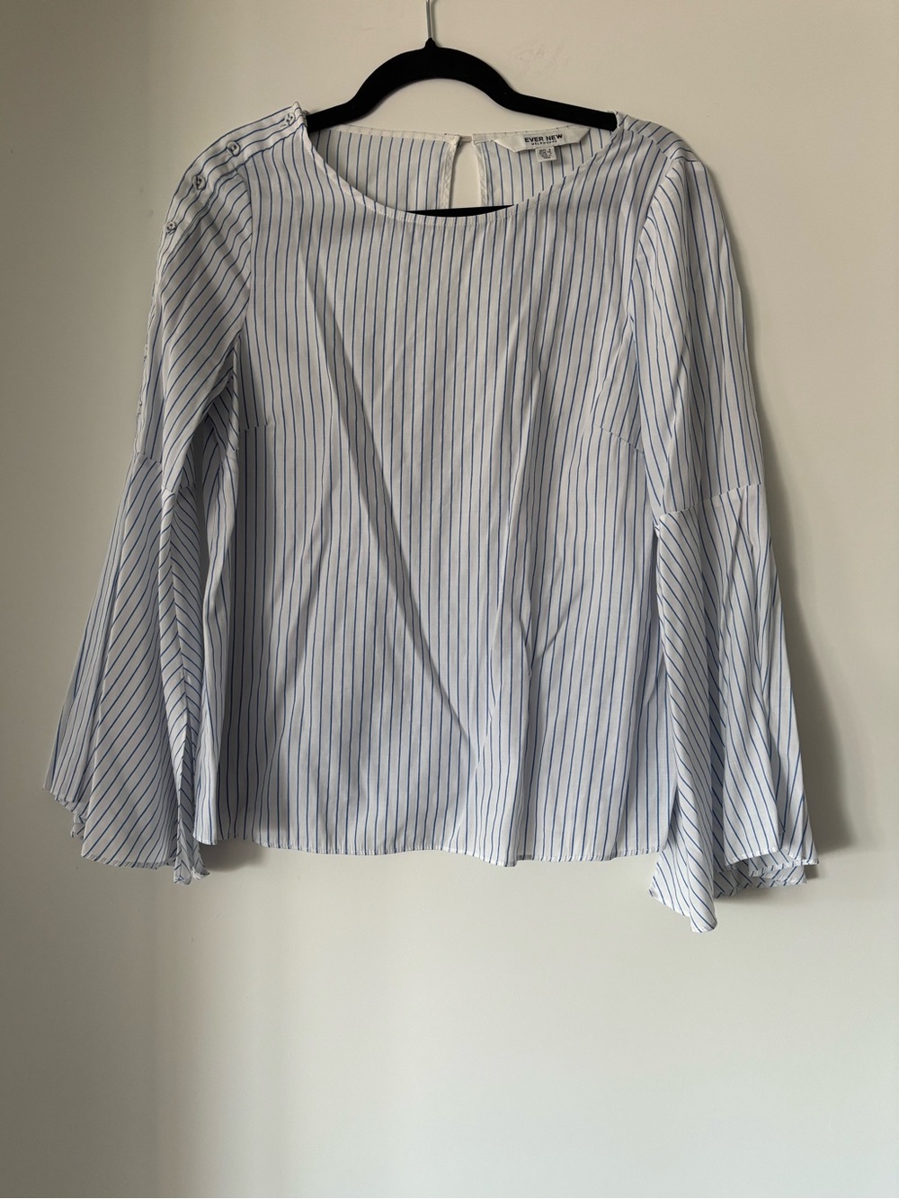 Ever new Striped Bell-Sleeve Blouse in Light Blue and White